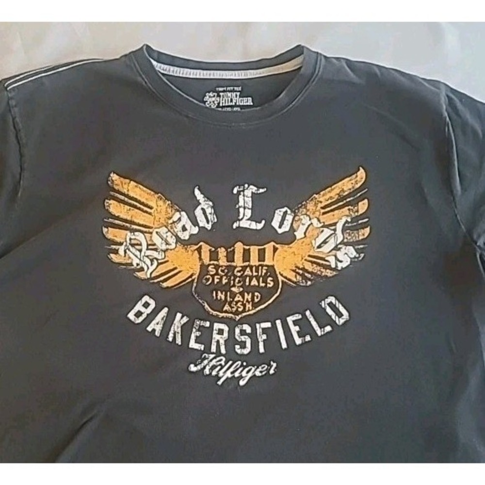 Tommy Hilfiger Road Lords T-Shirt Men's 2XL Black Y2K Graphic Tee 2-sided